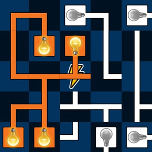 jogo de puzzle Ligue as lâmpadas no circuito