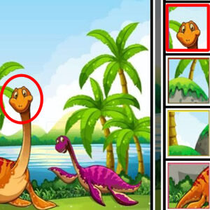 procurar e encontrar partes específicas da imagem com dinossauros