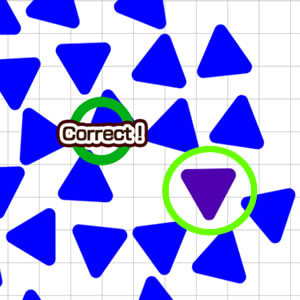 jogo on-line de diferenciação de cores com triângulos
