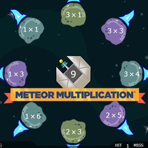 jogo de Arcademics Meteor Multiplication