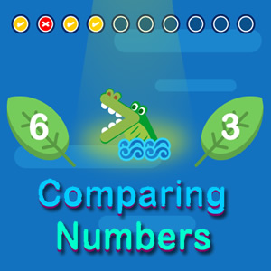 joguinho de comparar números com o crocodilo