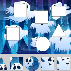 puzzle formas na Halloween