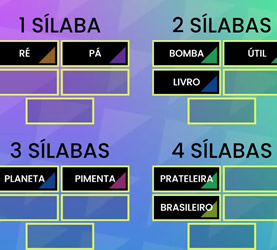 Número de Sílabas em palavras: alimentos em COQUINHOS