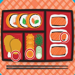 Comida asiática encontre 5 diferenças mini jogo para crianças comida  tradicional japonesa conjunto de sushi