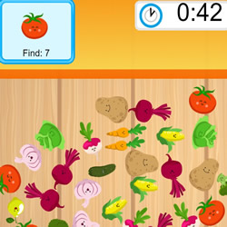 Encontre as mesmas cores de vegetais. pesquisa e jogo de