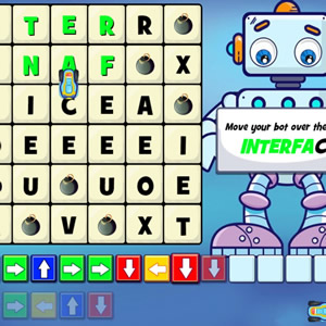 Robô pega letras: jogo educativo